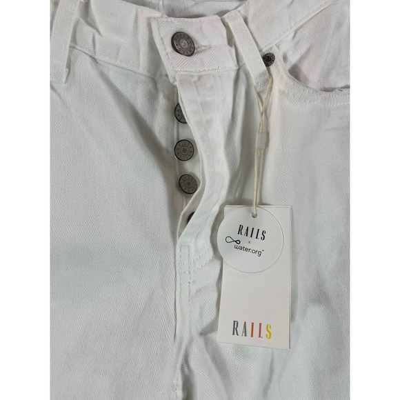 NWT Rails Atwater Blanche Distressed White Slouchy Straight Leg Jeans School 25 - Picture 3 of 11